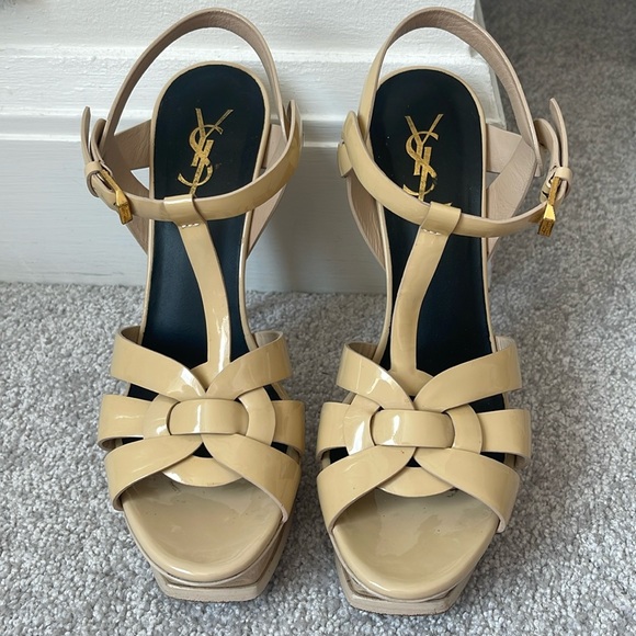 Yves Saint Laurent Shoes - YSL beige Tribute high heel sandal, size 38.5